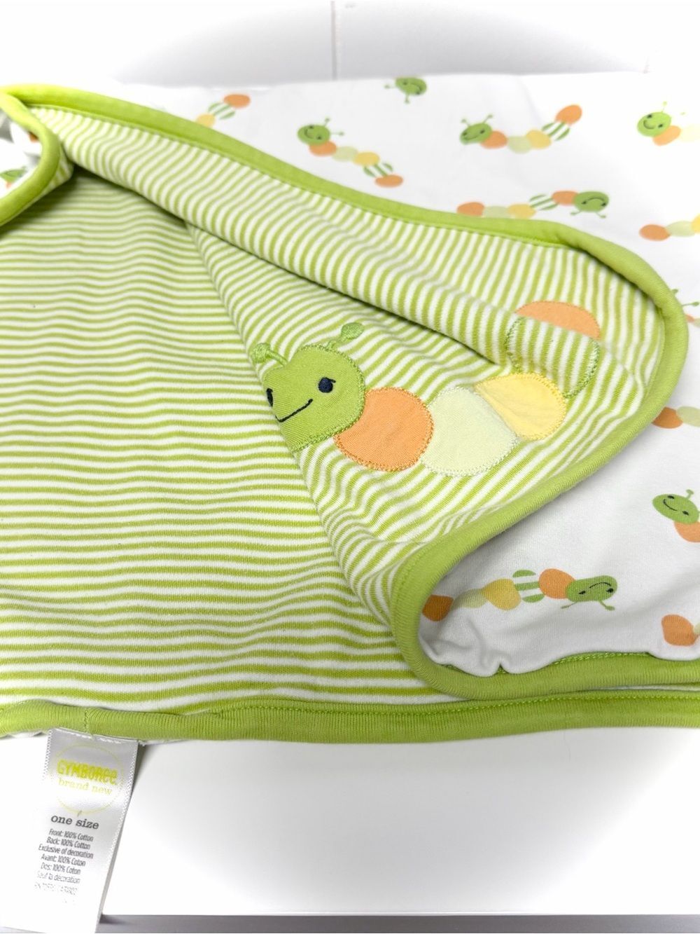 Vintage 2011 Gymboree Green Caterpillar  Reversible Blanket
